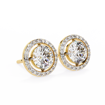 Vintage Round Cut Lab Grown Diamond Halo Style Statement Perfect Party Wear Stud Earring For Gift