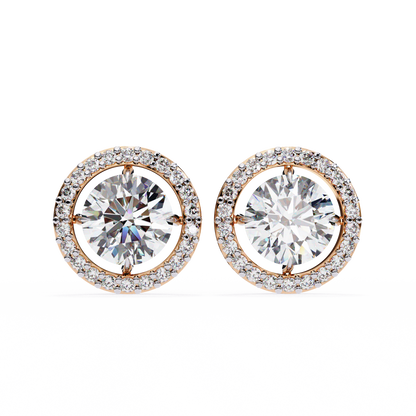 Vintage Round Cut Lab Grown Diamond Halo Style Statement Perfect Party Wear Stud Earring For Gift