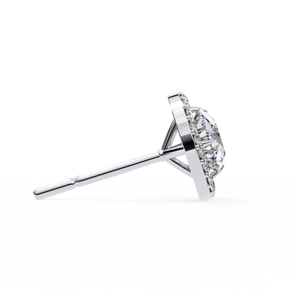 Vintage Round Cut Lab Grown Diamond Halo Style Statement Perfect Party Wear Stud Earring For Gift