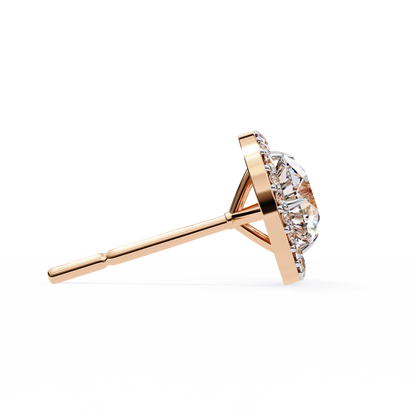 Vintage Round Cut Lab Grown Diamond Halo Style Statement Perfect Party Wear Stud Earring For Gift