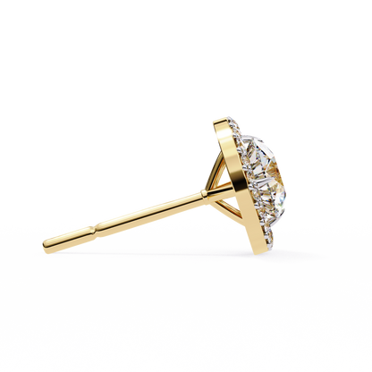 Vintage Round Cut Lab Grown Diamond Halo Style Statement Perfect Party Wear Stud Earring For Gift