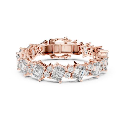 28.58 CT Emerald And Round Cut Diamond Elegant Minimalist Vintage Handmade Dainty Tennis Wedding Bracelet Gift For Women's - HIGHCARAT DIAMONDS