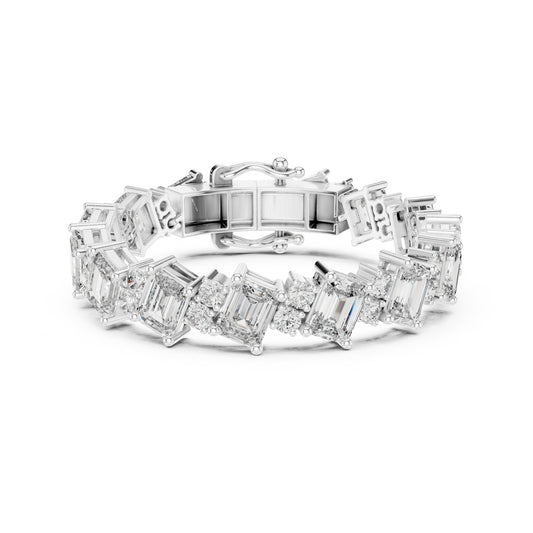 28.58 CT Emerald And Round Cut Diamond Elegant Minimalist Vintage Handmade Dainty Tennis Wedding Bracelet Gift For Women's