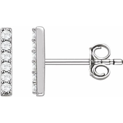 14K Yellow 1/10 CTW Lab-Grown Diamond Bar Earrings