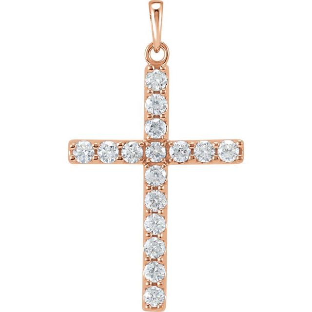 14K Yellow 1/8 CTW Lab-Grown Diamond Cross Pendant