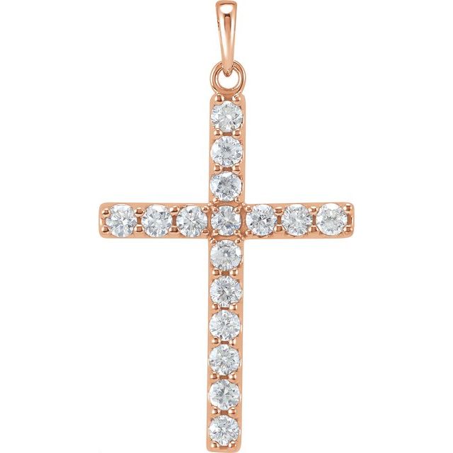 14K Yellow 1/8 CTW Lab-Grown Diamond Cross Pendant