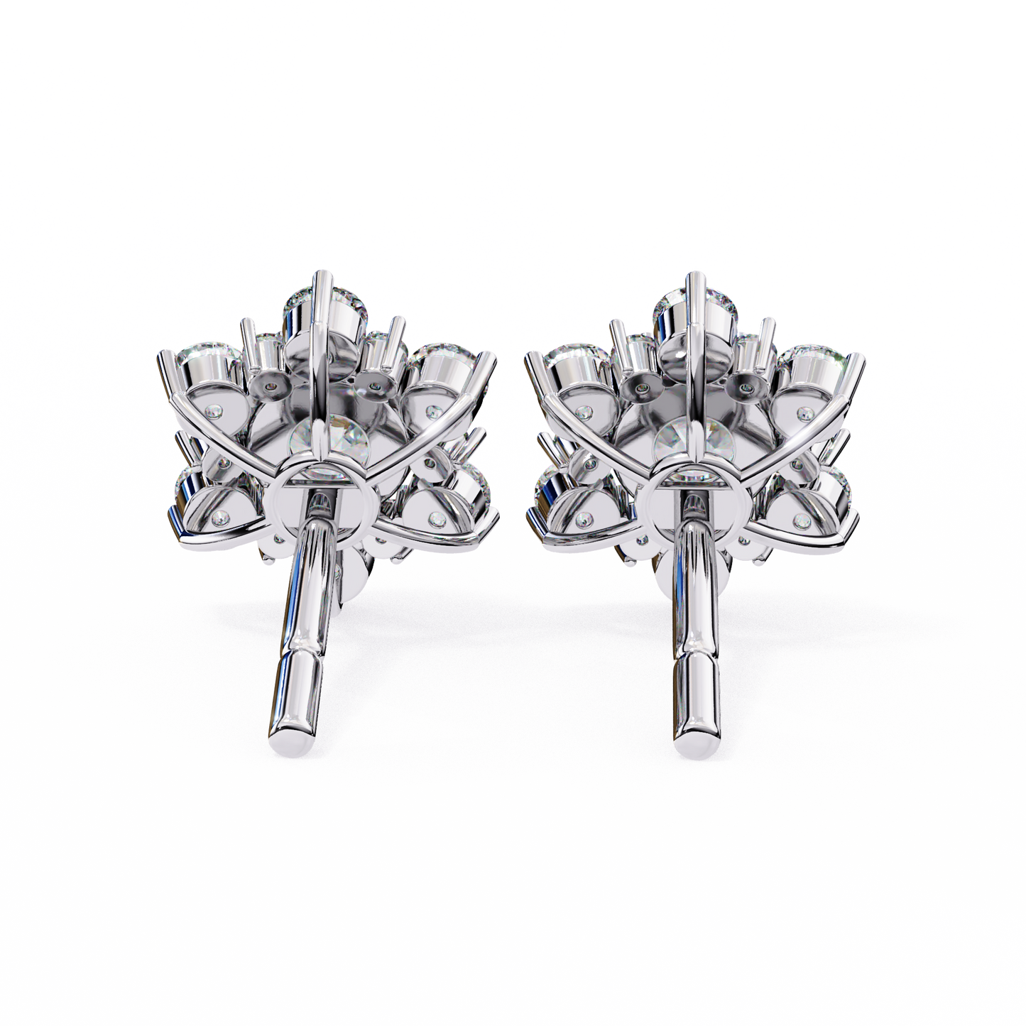 Round Cut Diamond Flower Shape Cluster Elegant Screw Back Perfect Wedding Stud Earring For Women's