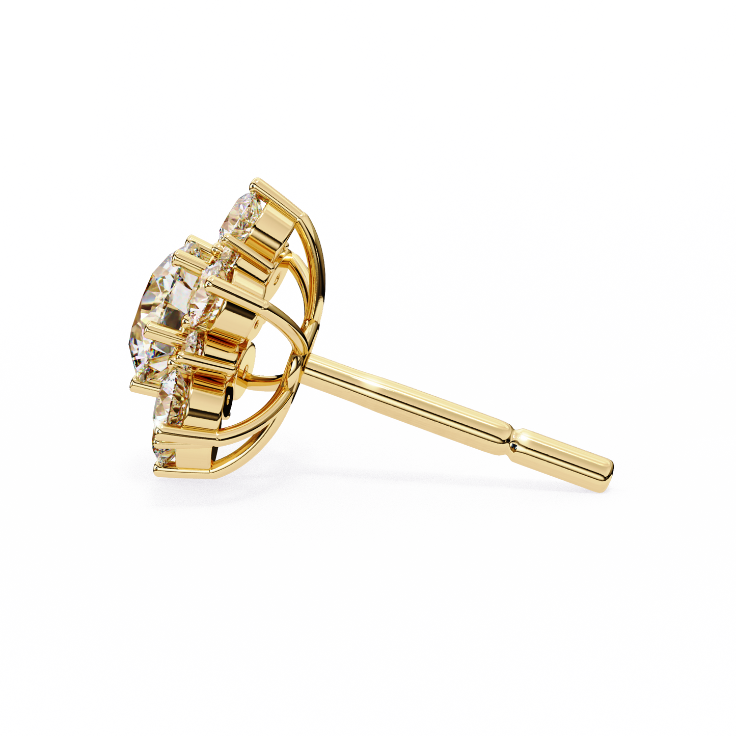 Round Cut Diamond Flower Shape Cluster Elegant Screw Back Perfect Wedding Stud Earring For Women's