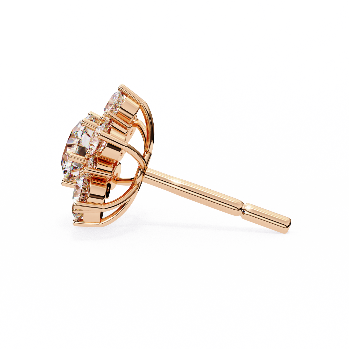 Round Cut Diamond Flower Shape Cluster Elegant Screw Back Perfect Wedding Stud Earring For Women's