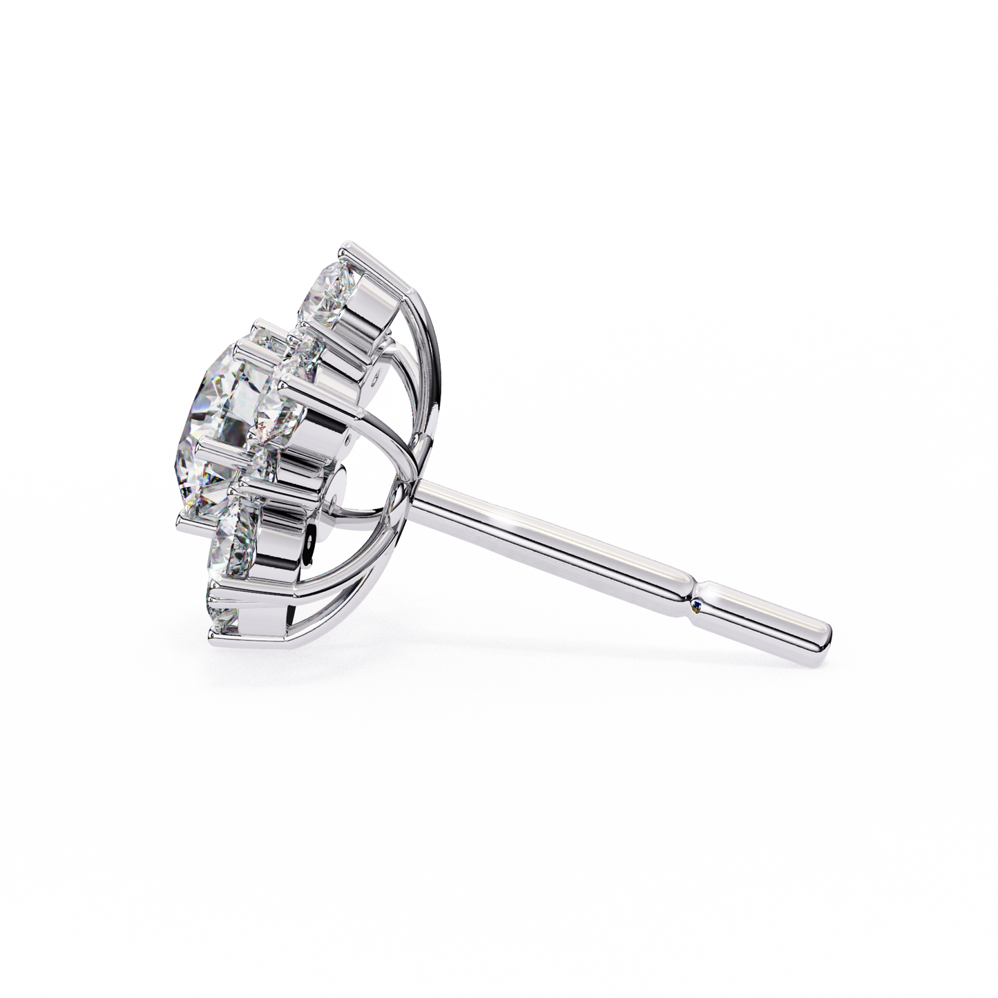 Round Cut Diamond Flower Shape Cluster Elegant Screw Back Perfect Wedding Stud Earring For Women's