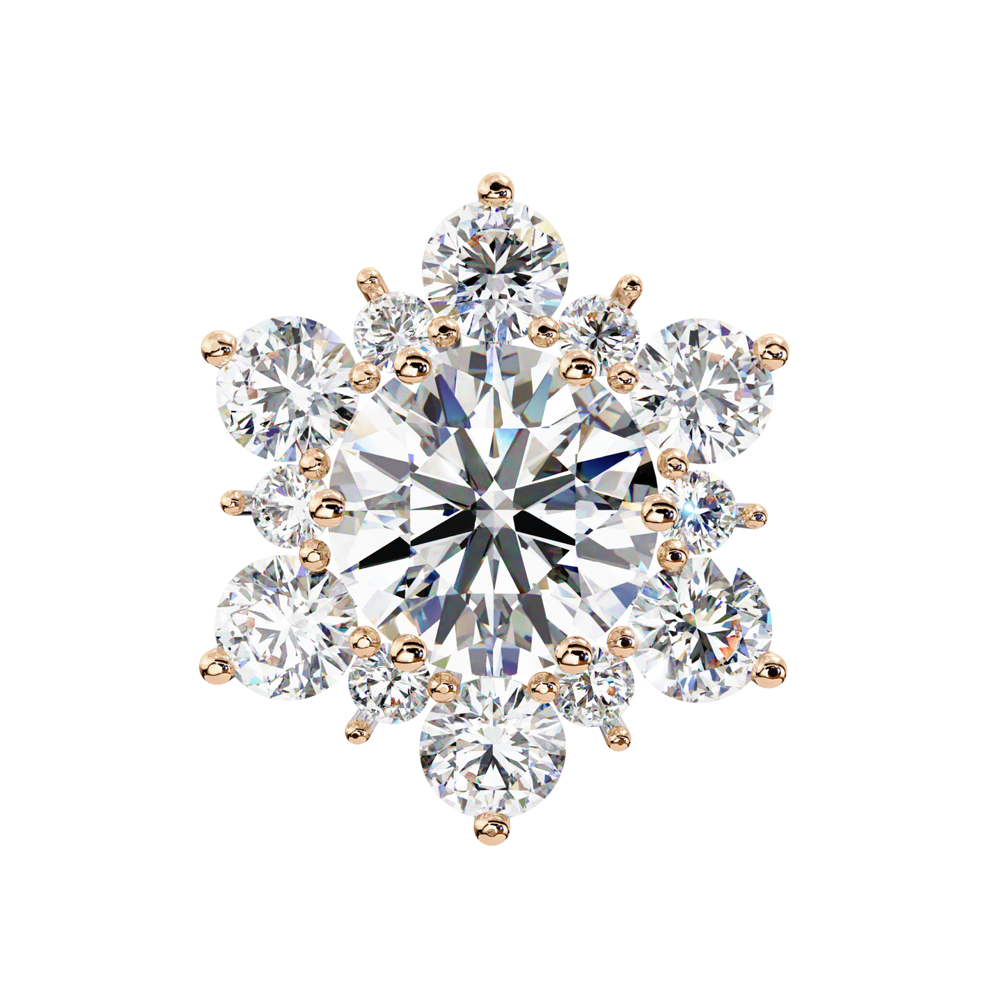 Round Cut Diamond Flower Shape Cluster Elegant Screw Back Perfect Wedding Stud Earring For Women's