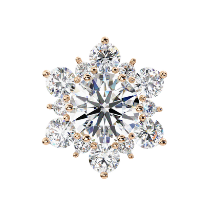 Round Cut Diamond Flower Shape Cluster Elegant Screw Back Perfect Wedding Stud Earring For Women's