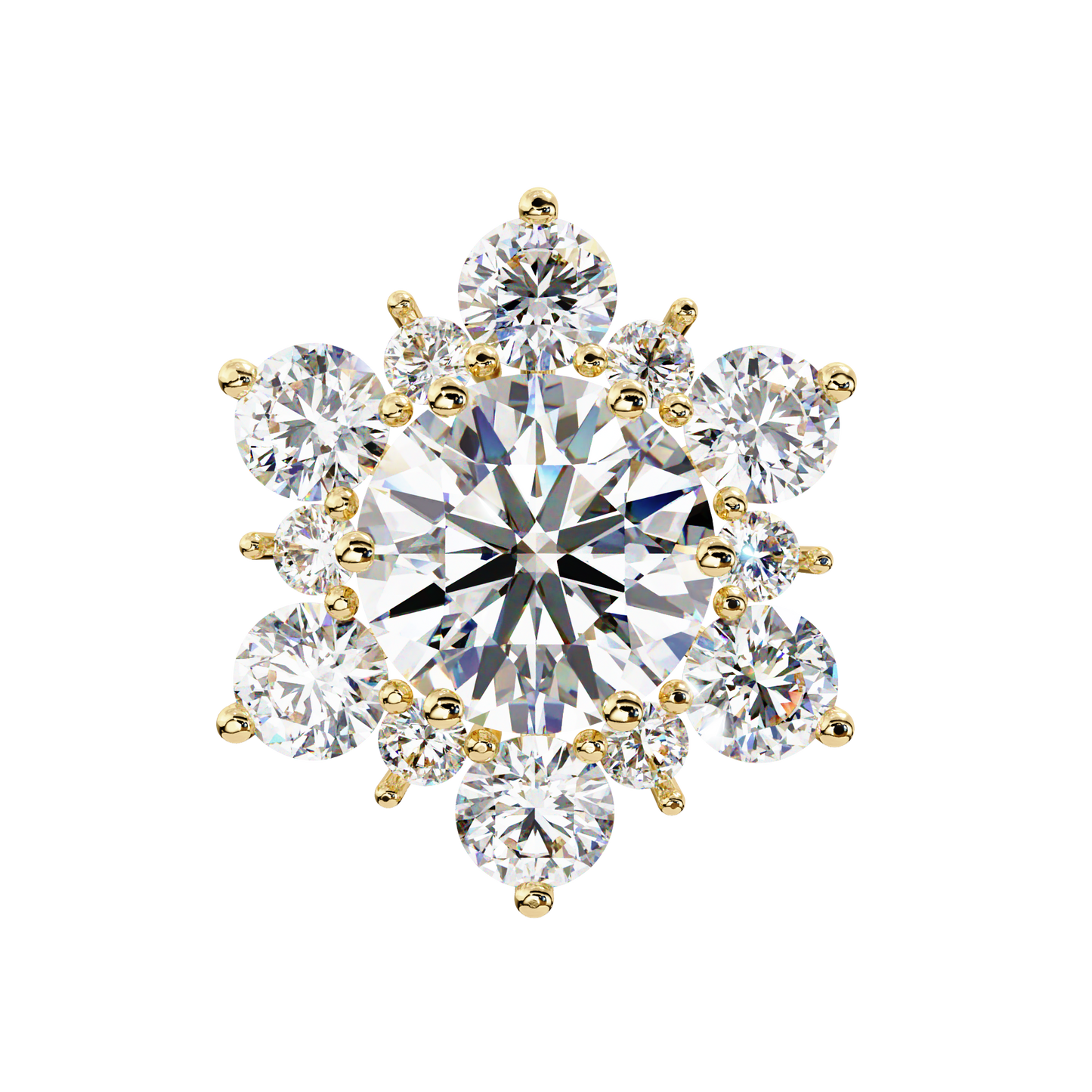 Round Cut Diamond Flower Shape Cluster Elegant Screw Back Perfect Wedding Stud Earring For Women's