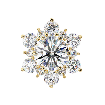 Round Cut Diamond Flower Shape Cluster Elegant Screw Back Perfect Wedding Stud Earring For Women's