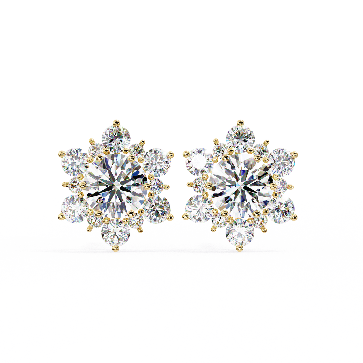 Round Cut Diamond Flower Shape Cluster Elegant Screw Back Perfect Wedding Stud Earring For Women's