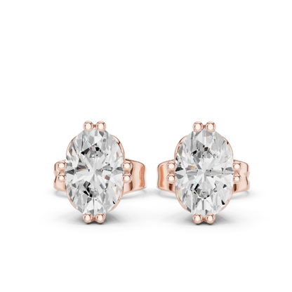 Oval Lab Grown Diamond Solitaire Rose Gold Stud Earring