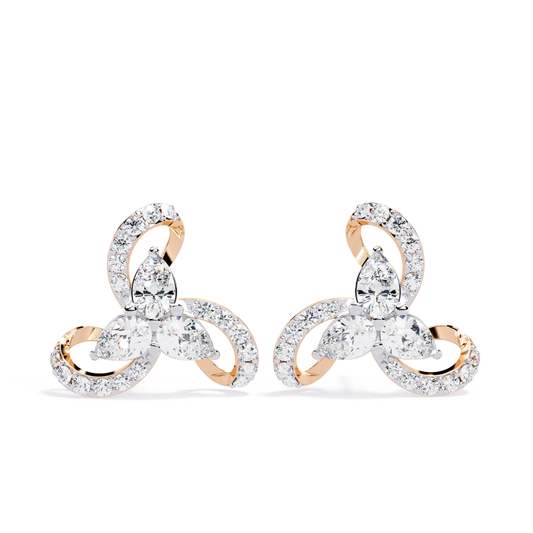 1.38 Ct Pear & Round Cut Lab Grown Diamond Earrings