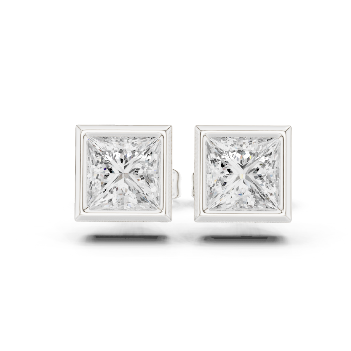 Princess Cut Lab Grown Diamond Vintage Stud Earrings