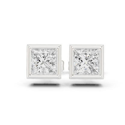 Princess Cut Lab Grown Diamond Vintage Stud Earrings