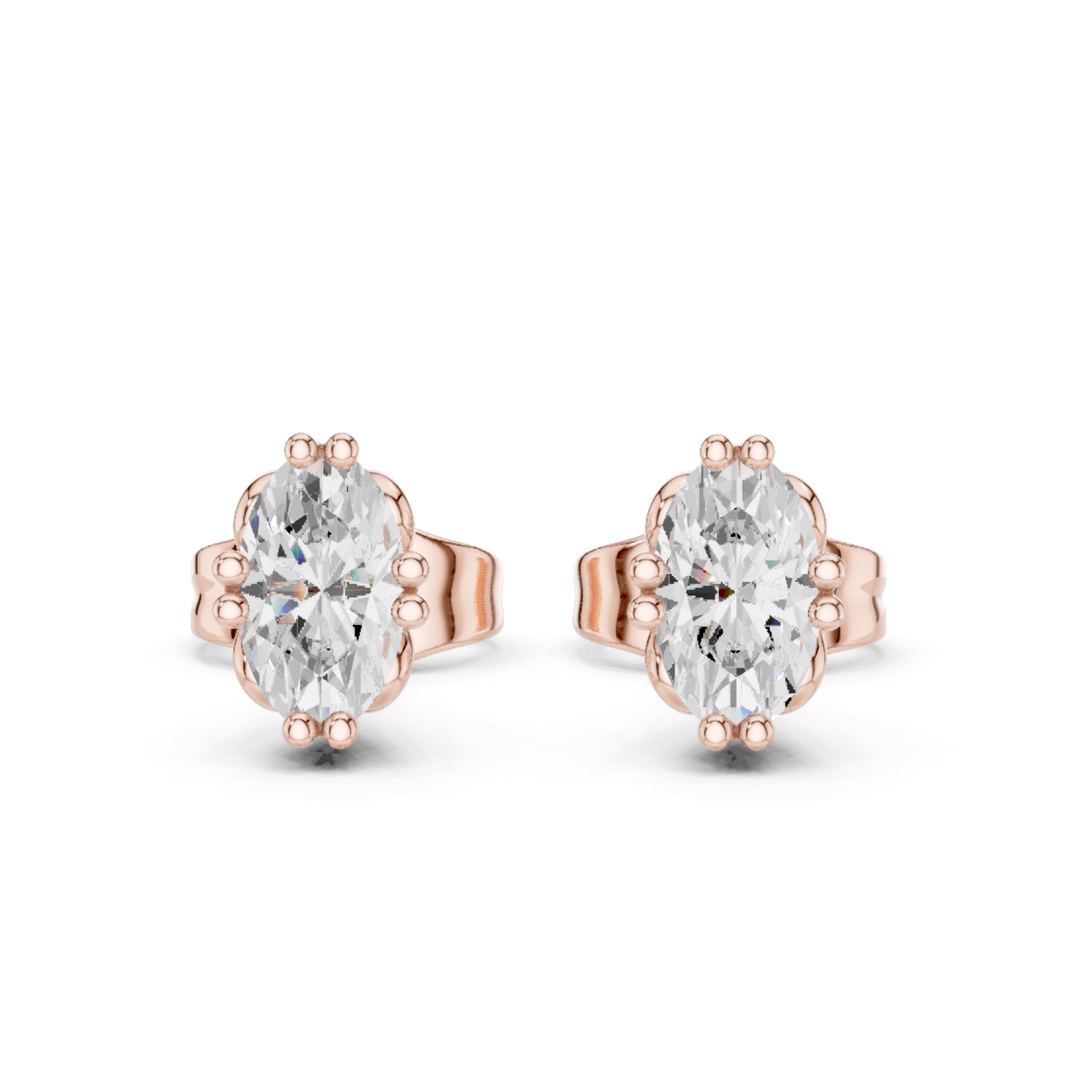 Oval Cut Solitaire Lab Grown Diamond Prong Set Stud Earring