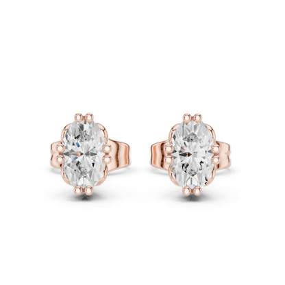 Oval Cut Solitaire Lab Grown Diamond Prong Set Stud Earring
