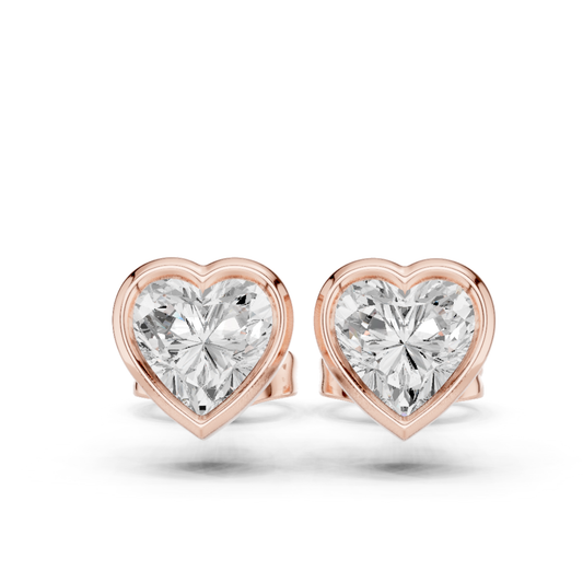 Heart Cut 1.00CT  Lab Grown White Colorless Daimond Bezel Set Vintage Screw Back Stud Earring For Her