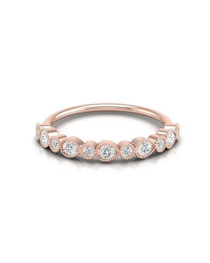 Mom's Dainty Diamond Wedding Band 14k Gold Stackable Ring Minimalist Jewelry Gift