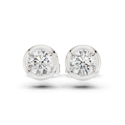 Round Cut Lab Grown Diamond Classic Stud Earrings