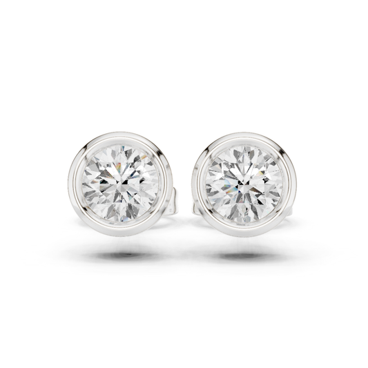 Elegant Round Cut Diamond Classic Dainty Minimalist Timeless Push Back Stud Earring Gift For Her