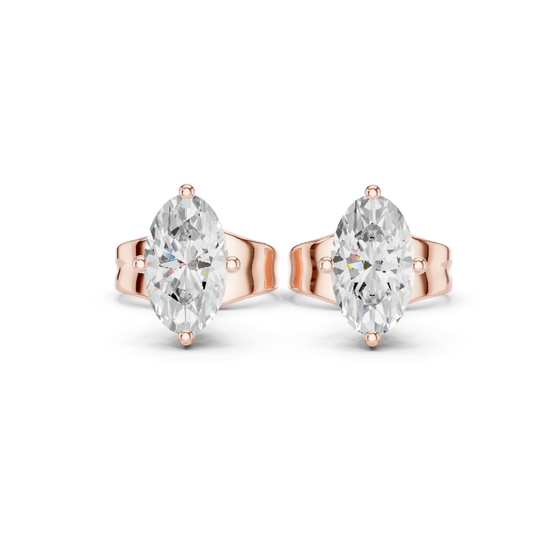 Oval Cut Lab Grown Diamond Solitaire 4 Prong Set Stud Earring