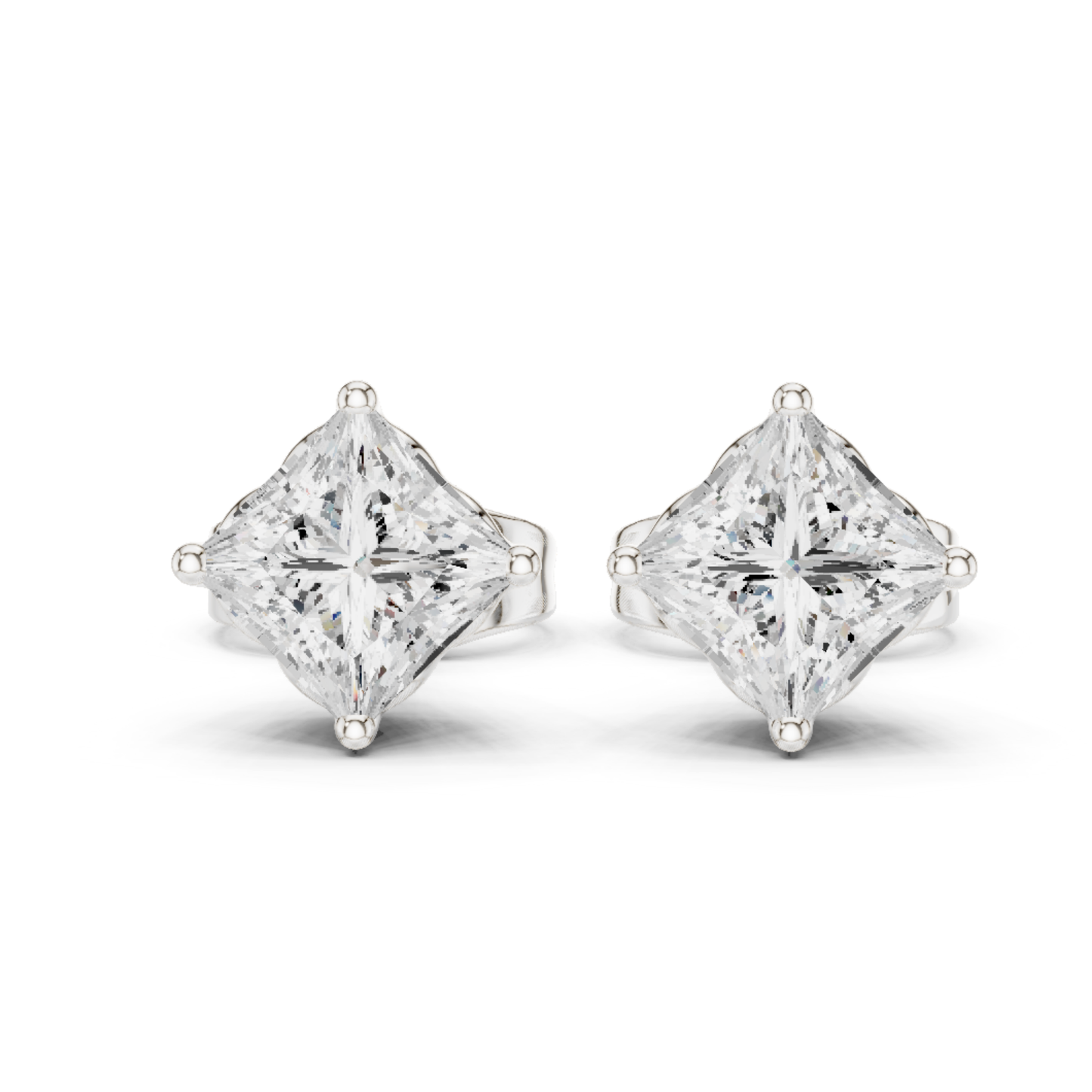 Princess Cut Lab Grown Diamond Prong Set Stud Earring