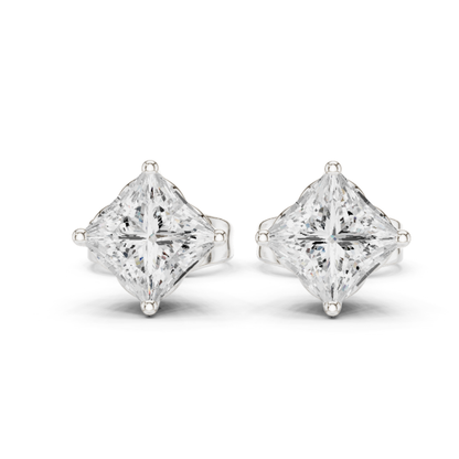 Princess Cut Lab Grown Diamond Prong Set Stud Earring