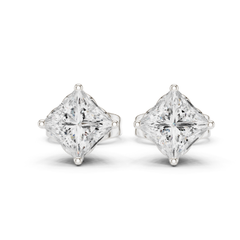 Princess Cut Lab Grown Diamond Prong Set Stud Earring