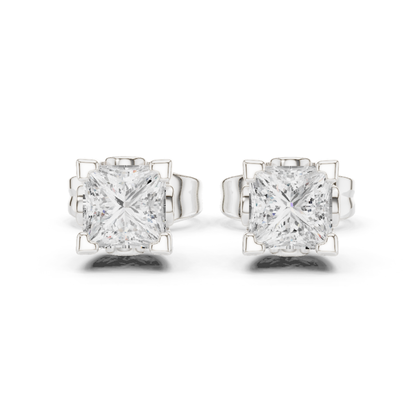 Princess Cut Lab Grown Classic Studs Solitaire Diamond Earring
