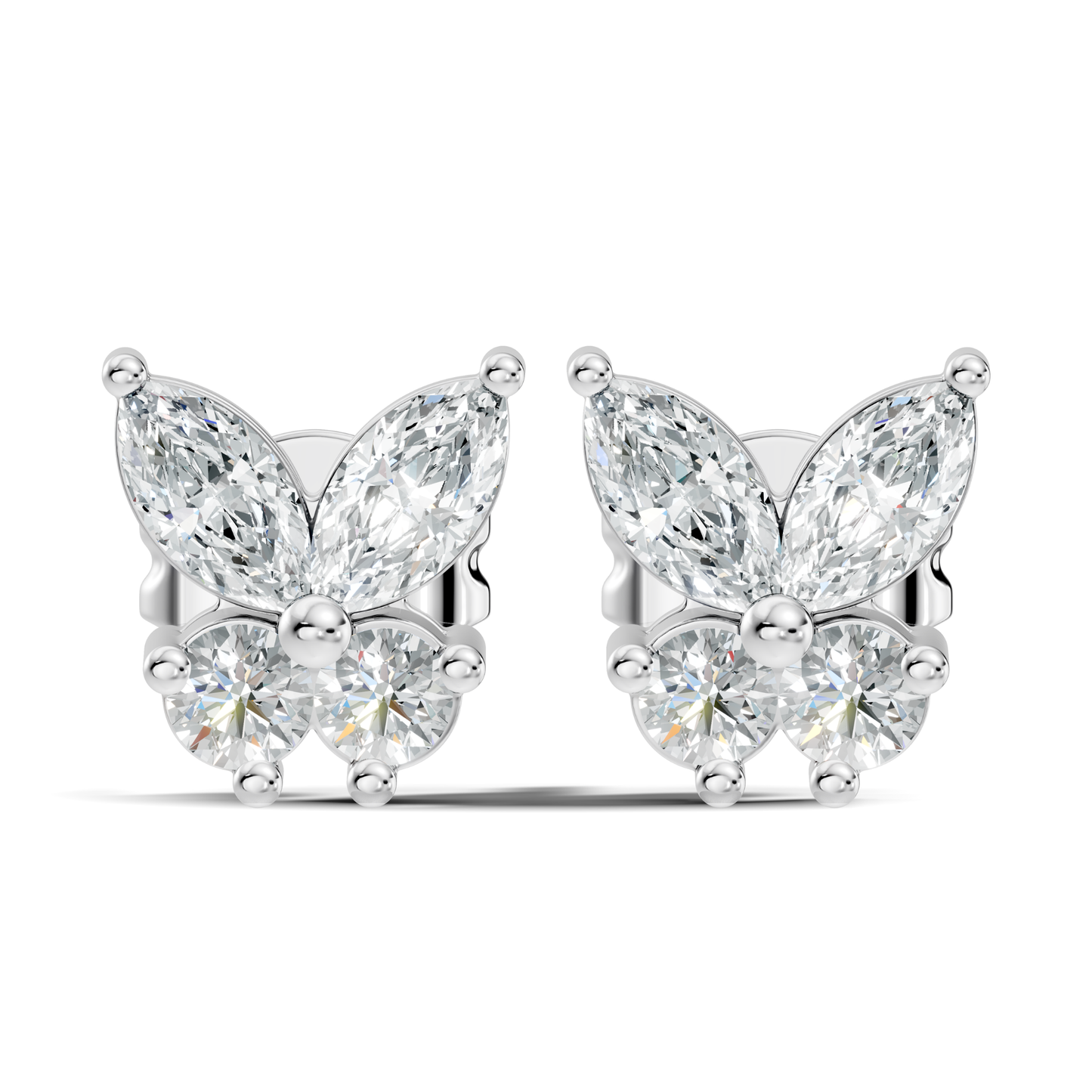 Marquise Cut Lab Grown Butterfly Shape Stud Diamond Earring