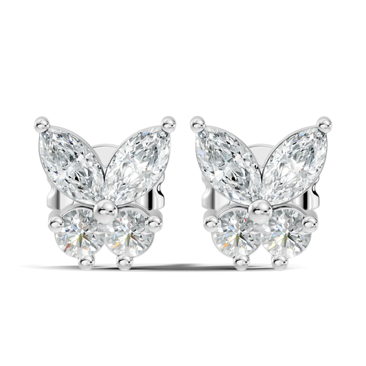 Marquise Cut Lab Grown Butterfly Shape Stud Diamond Earring