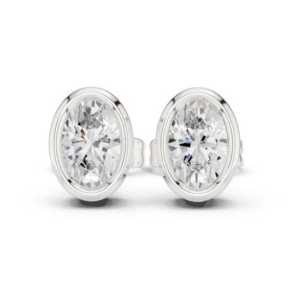 Oval Cut Lab Grown Diamond Vintage Stud Earrings