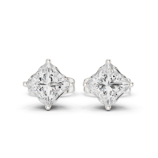 Princess Lab Grown Solitaire Prong Set Diamond Stud Earring