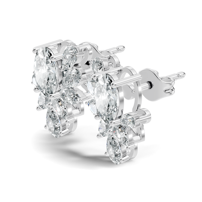 Oval and Pear Cut Lab Grown Diamond Unique Prong Stud Earring