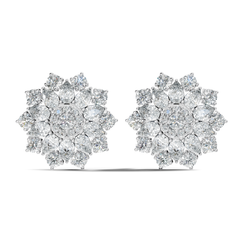3.35 Ct Pear and Round Cut Lab Grown Diamond Floral Stud Earring
