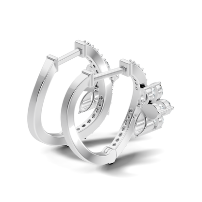 Pear and Round Cut Lab Grown Diamond Hinged Hoop Earring
