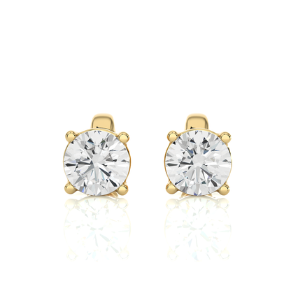 14K Yellow Gold Round Brilliant Cut Diamond Earrings