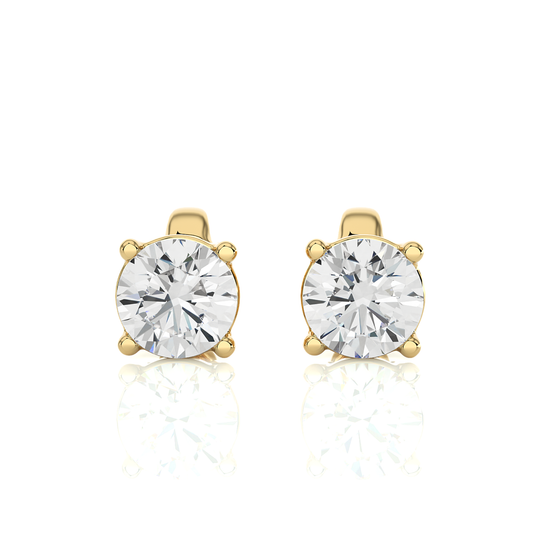 14K Yellow Gold Round Brilliant Cut Diamond Earrings