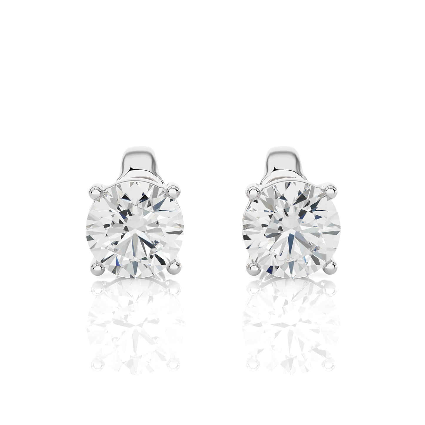14K White Gold Round Solitaire Stud Earrings