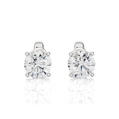 14K White Gold Round Solitaire Stud Earrings