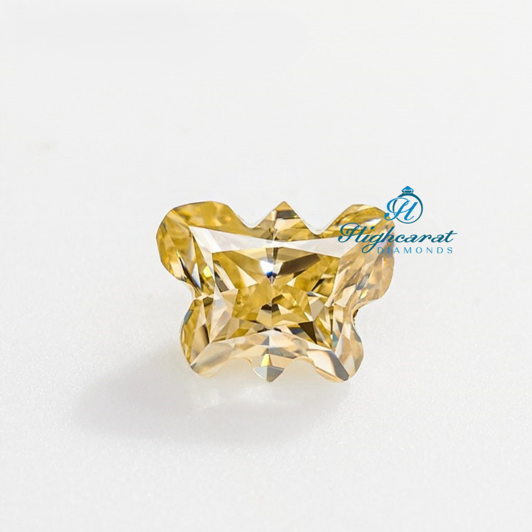 Butterfly Cut Elegant Diamond, Statement Yellow Color Lab Grown Stacking Diamond Use For Jewelry