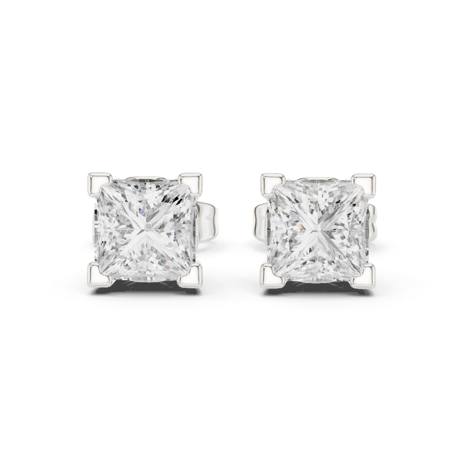 Princess Cut Lab Grown Diamond Solitaire Stud Earring