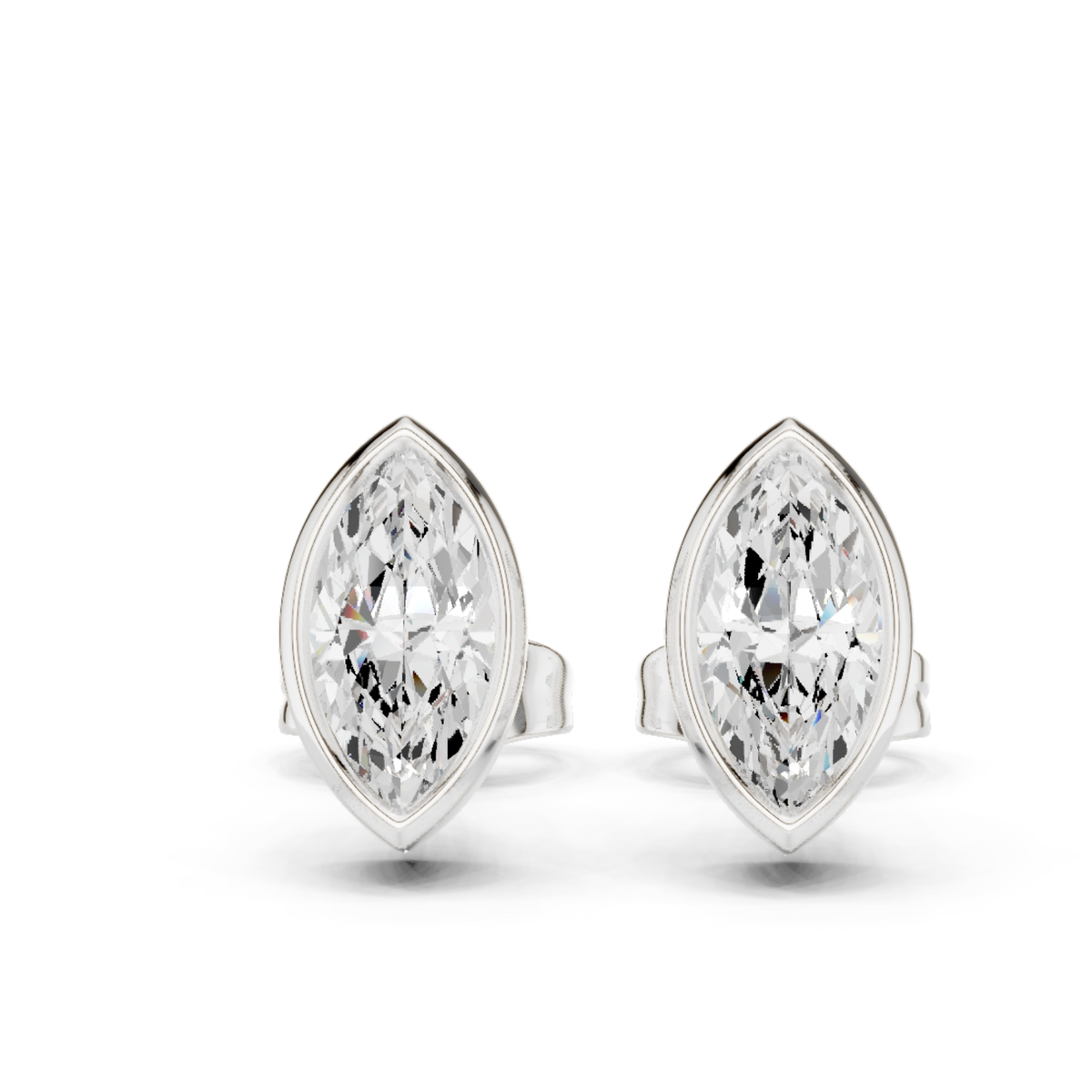 Marquise Cut Lab Grown Diamond Bezel Stud Earrings