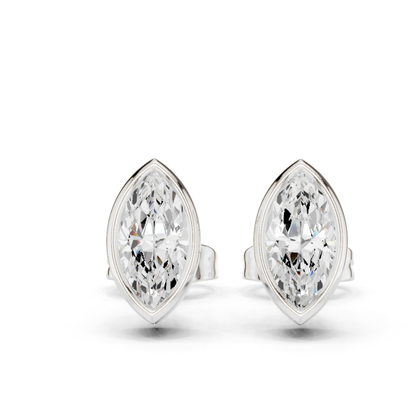 Marquise Cut Lab Grown Diamond Bezel Stud Earrings