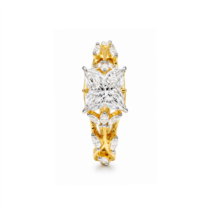 Lily Flower Shape Lab Grown Diamond Unique Engagement Ring